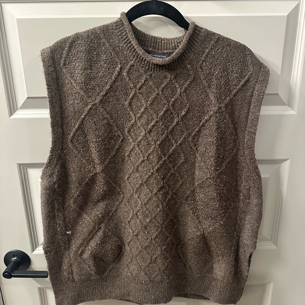 Women’s Brown Cable Knit Sweater Vest
